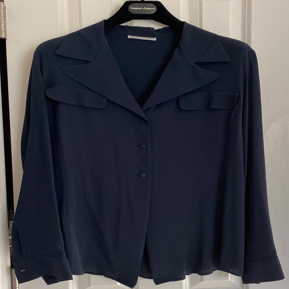 Vintage Emporio Armani Navy Blouse - Picture 7 of 7